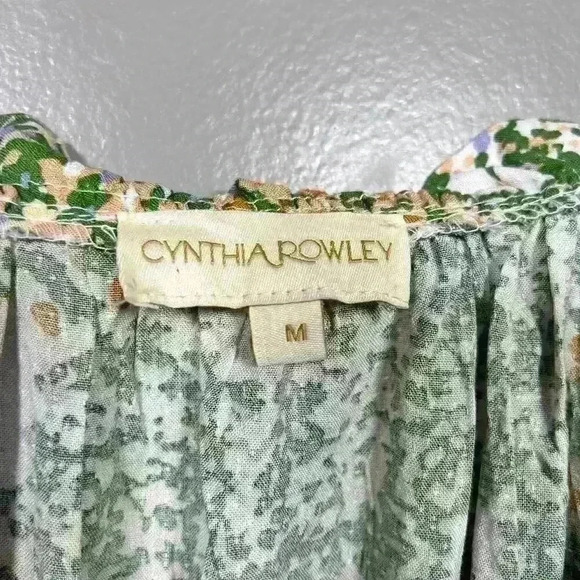 CYNTHIA ROWLEY Ruffle Floral Top Crop Cottagecore Off Shoulder Women Med - Picture 4 of 9